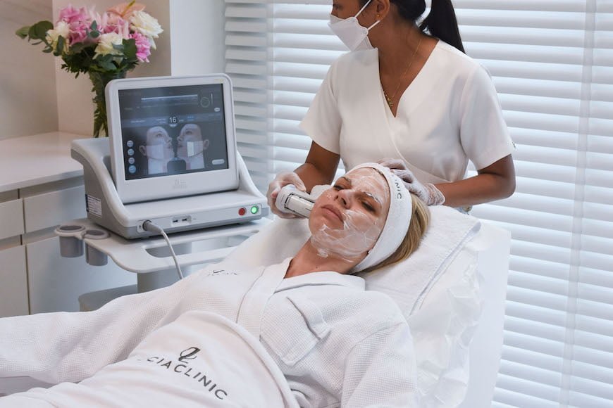 Ultherapy ultrasound energy triggers collagen in the skin - pulses of energy are precisely monitored for the best and most natural-looking treatment results.